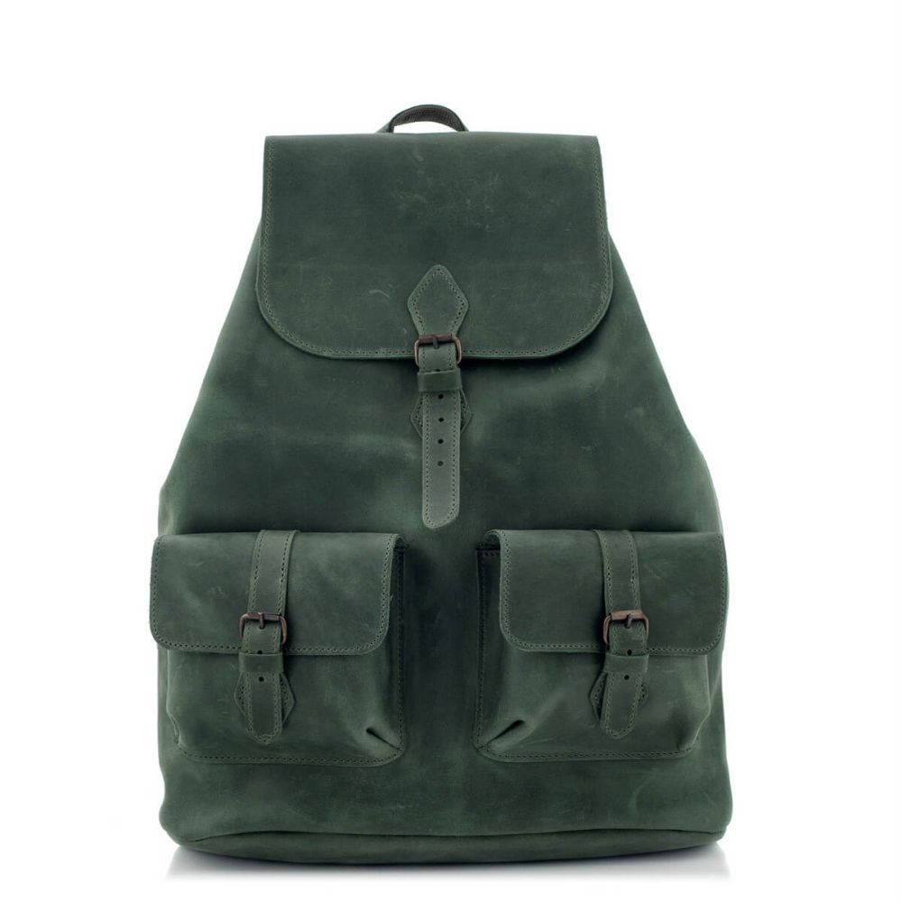 zielony plecak vintage skora naturalna belveder outlander z72